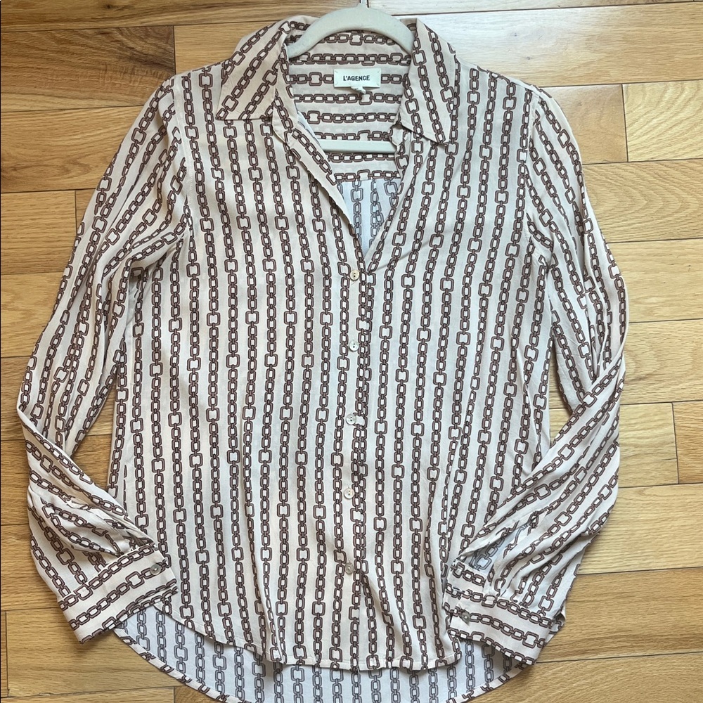 L'AGENCE Chain Link Button Down Shirt